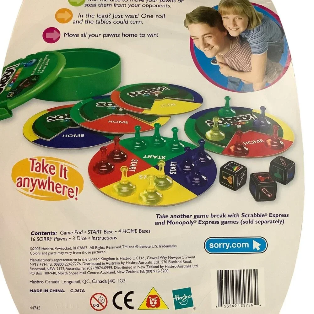 Sorry! Express Board Game For‎ Family Ages 6+ By Parker Brothers